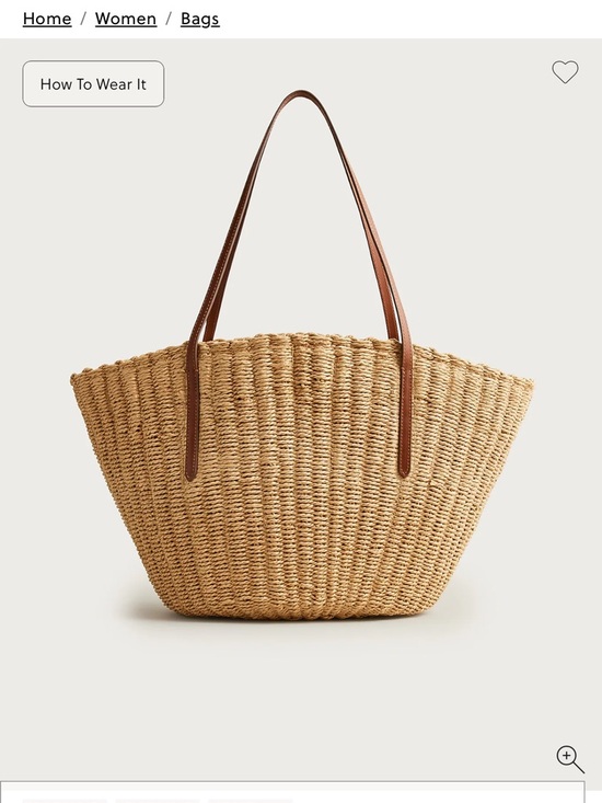 Handbags - J Jill Woven Straw Tote Leather Strap Beach Bag Market Boho Large